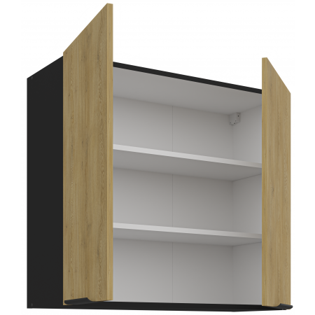 szafka kuchenna górna 80 cm CREMA 80 G-72 2F dąb cremona / czarny mat